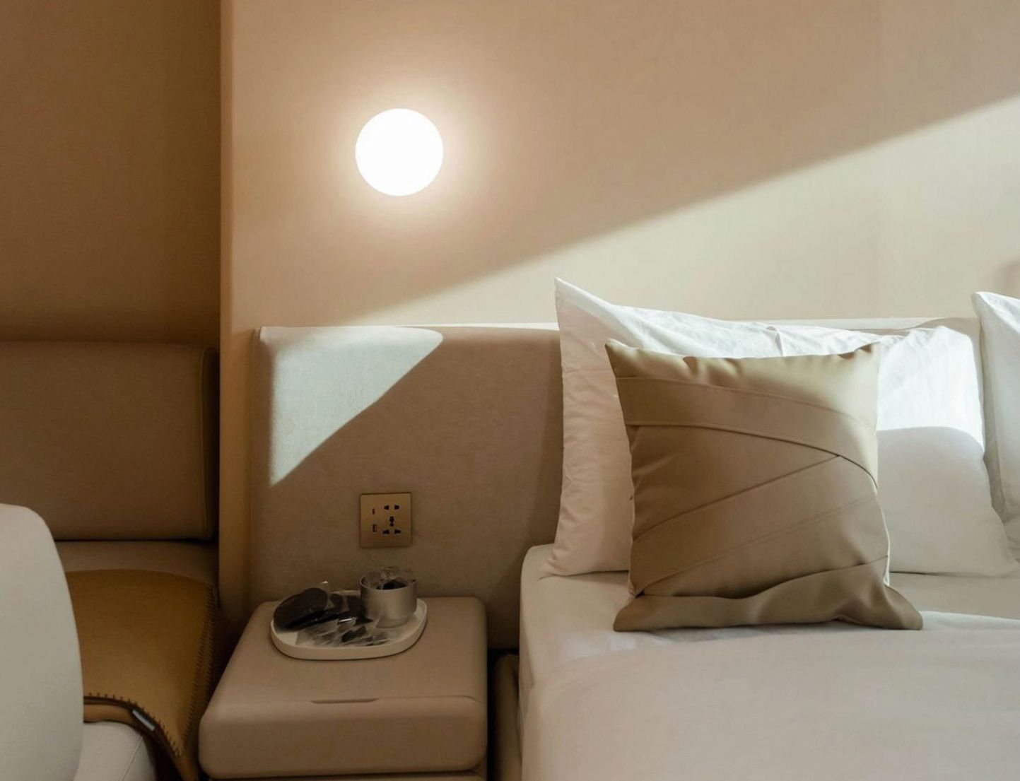 Serene bedroom with soft wall lighting