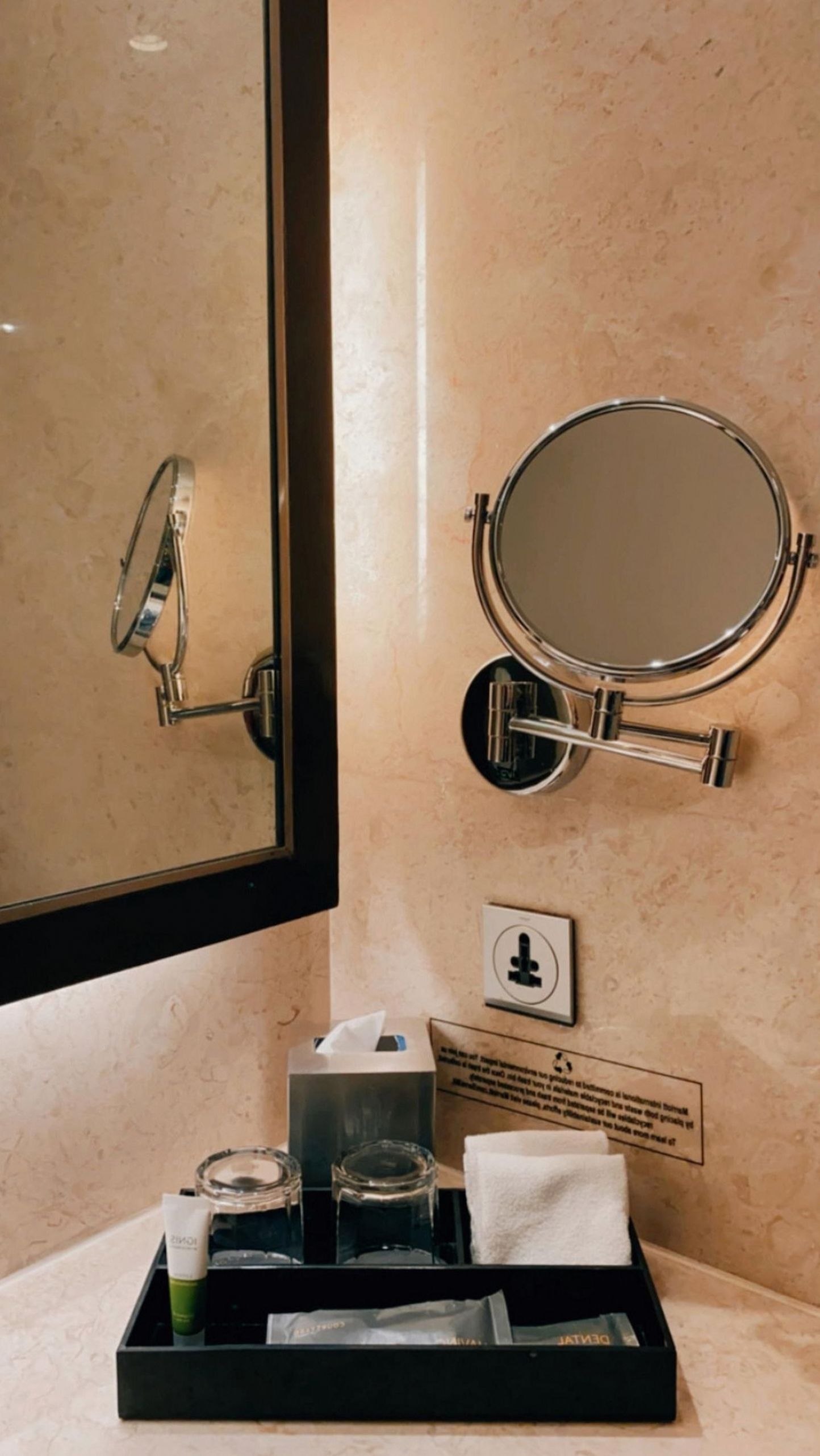 Luxury bathroom amenities at Golden Moments Hotel
